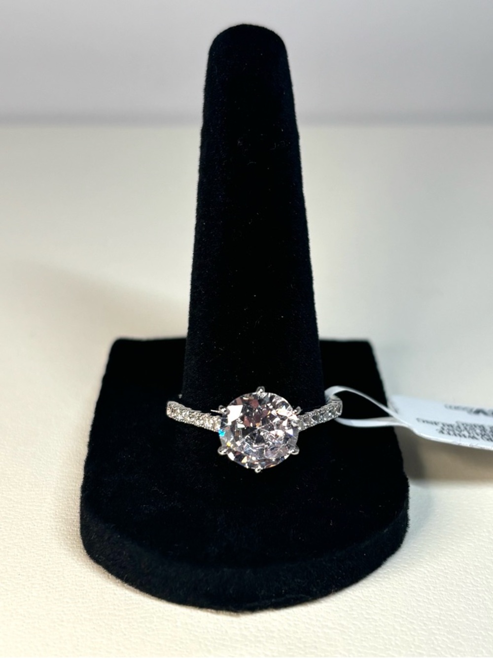 Sterling silver solitaire ring with a sparkly round CZ center stone